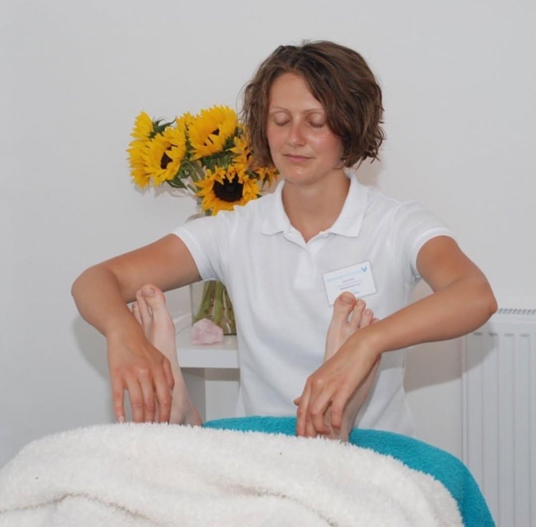 Foot massage being given